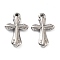 Non-Tarnish 201 Stainless Steel Pendants, Cross Charm, Stainless Steel Color, 23.5x14.5x3mm, Hole: 1.4mm