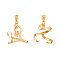 2Pcs 2 Styles Brass Pendant Cabochon Settings, Golden, 22~27.5x26~28.5x16.5~19mm, Hole: 5.5x4mm, 1pc/style