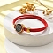 Constellation Nylon Cords Multi-strand Bracelets, Double Chain Jewelry for Women Men, with Golden Brass Findings & Enamel Charm, Red, Virgo, 8 inch(20.3cm)