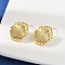Oval Brass Stud Earrings, Lead Free & Cadmium Free, Long-Lasting Plated, Real 18K Gold Plated, 15x11mm