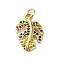 Brass Micro Pave Colorful Cubic Zirconia Pendants, Cadmium Free & Nickel Free & Lead Free, with Jump Ring, Leaf Charms, Real 18K Gold Plated, 19x12.5x2.5mm, Hole: 3mm