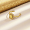 Stylish Stainless Steel Pave Cubic Zirconia Cuff Rings for Women, Rectangle, Real 18K Gold Plated, Yellow