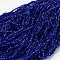 Half Rainbow Plated Faceted Rondelle Glass Bead Strands, Frosted, Blue, 2.8~3x2mm, Hole: 0.8mm, about 147~152pcs/strand, 34~35cm