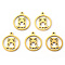 PVD Vacuum Plating 201 Stainless Steel Pendants, Laser Cut, Ring with Owl, Real 18K Gold Plated, 16.5x14x1mm, Hole: 1.2mm