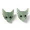 Natural Green Aventurine Pendants, Top Drilled Beads, with Black Onyx Eye, Wolf Head, 30.5x23.5x11.5~13mm, Hole: 2mm