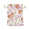 Burlap Packing Pouches, Drawstring Bags, Rectangle with Flower Pattern, Wheat, 14.2~14.7x10~10.3cm