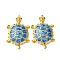 304 Stainless Steel Enamel Big Pendants, Sea Turtle Charm, PVD Vacuum Plating, Real 18K Gold Plated, Blue, 57x35.5x8.5mm, Hole: 1.6mm