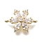 Brass Clear Cubic Zirconia Snowflake Connector Charms, Cadmium Free & Nickel Free & Lead Free, Real 14K Gold Plated, 19x13.5x4mm, Hole: 1.2mm