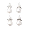 4Pcs 4 Styles ABS Plastic Imitation Pearl & Glass Pearl Pendants, Angel Charm, with Antique Silver Alloy & Platinum Iron Loop, White, 37~38x18~22x10mm, Hole: 3~3.5mm, 1pc/style