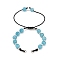 Dyed Natural Malaysia Jade Round Beaded Adjustable Braided Polyester Cord Bracelet Making, with Brass Jump Rings, Platinum, 10-7/8 inch(27.5cm)