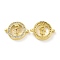 Rack Plating Brass Micro Pave Clear Cubic Zirconia Connector Charms, Long-Lasting Plated, Cadmium Free & Lead Free, Flat Round Links with Girl Pattern, Real 18K Gold Plated, 16x21x4mm, Hole: 1.5mm