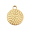 Ion Plating(IP) 304 Stainless Steel Charms, Flat Round Charms, Real 18K Gold Plated, 13x10.5x1mm, Hole: 2mm