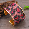 Colorful Iron Rhinestone Pattern Wide Cuff Bangles for Women, Light Gold, Leopard Print, Inner Diameter: 2-1/2 inch(6.2cm), 48mm