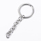 Tarnish Resistant Polishing 304 Stainless Steel Split Key Rings, Keychain Clasp Findings, with Extended Chains, Stainless Steel Color, 84mm