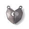 Love Heart Alloy Magnetic Clasps, Moon Star Pattern Clasps for Couple Jewelry Bracelets Pendants Necklaces Making, Gray, 20x18x6mm, Hole: 1.6mm