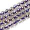 Crackle Transparent Glass Beads Strands, Round, with Gold Foil, Dark Violet, 8~8.5mm, Hole: 0.8~0.9mm, about 103~105pcs/strand, 30.51 inch(77.5~78.5cm)