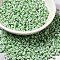 8/0 Opaque Colours Seep Glass Seed Beads, Round Hole, Round with Stripe Pattern, Lime Green, 3~3.5x2~3mm, Hole: 1mm, about 450g/bag