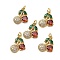 Brass Micro Pave Cubic Zirconia Pendants, Cherry Charms, Rack Plating, Long-Lasting Plated, Lead Free & Cadmium Free, with Jump Ring, Real 18K Gold Plated, 14.5x11x3mm, Hole: 3mm