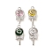 Glass Pendants, with Brass Findings, Lollipop, Real Platinum Plated, 18x8x4.5mm, Hole: 1.4mm