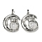 Natural Quartz Crystal Pendants, Rock Crystal Owl Charms with Rack Plating Brass Moon, Platinum, Cadmium Free & Lead Free, 38.5x31.5x8mm, Hole: 8x5mm