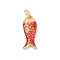 Brass Enamel Pendants, with Jump Ring, Fish Charms, Long-Lasting Plated, Lead Free & Cadmium Free, Rack Plating, Real 18K Gold Plated, Red, 17.5x7x3.5mm, Hole: 3.5mm