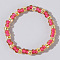 Glass Seed Beads Finger Rings for Women, Deep Pink
