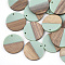 Resin & Walnut Wood Pendants, Flat Round, Turquoise, 28.5x3.5~4mm, Hole: 1.5mm