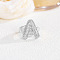 Brass Micro Pave Clear Cubic Zirconia Cuff Rings, Platinum, Letter A, Inner Diameter: Adjustable