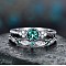 Alloy Micro Pave Cubic Zirconia Finger Rings for Women, Stackable Rings, Platinum, Light Sea Green, US Size 9(18.9mm)