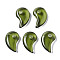 Transparent Glass Pendants, Magatama, Olive Drab, 24~25x15.5x6mm, Hole: 3mm