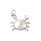 Brass Pendants, Long-Lasting Plated, Lead Free & Cadmium Free, Rack Plating, with Jump Ring, Platinum, Crab, 20x18.5x1mm, Hole: 3mm