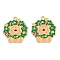 Christmas Deer Theme Alloy Enamel Pendants, Golden, Christmas Wreath, 26x24x1.5mm, Hole: 2mm