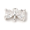 Brass Pave Clear Cubic Zirconia Bowknot Links Connector Charms, Cadmium Free & Nickel Free & Lead Free, Silver, 10x6.5x3mm, Hole: 1.2mm