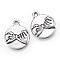 Tibetan Style Alloy Charms, Cadmium Free & Lead Free, Flat Round with Promise, Antique Silver, 17x14x3mm, Hole: 2mm, about 560pcs/1000g