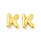 Brass Hollow Out Initial Letter Stud Earrings for Women, Real 18K Gold Plated, Lead Free & Cadmium Free, Letter.K, 7x5.5x1.5mm, Pin: 0.8mm