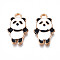 Alloy Enamel Pendants, Cadmium Free & Lead Free, Panda, Light Gold, Black, 18x11x3.5mm, Hole: 1.8mm