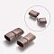 304 Stainless Steel Matte Magnetic Clasps with Glue-in Ends, Rectangle, Red Copper, 28x14x8mm, Hole: 6x12mm