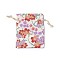 Burlap Packing Pouches, Drawstring Bags, Rectangle with Flower Pattern, Wheat, 10~10.5x8~8.3cm