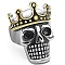 Steam Punk Style Stainless Steel Enamel Skull with Crown Finger Rings, Wide Rings for Men, Golden & Stainless Steel Color, US Size 12 1/4