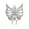 Brass Micro Pave Cubic Zirconia Pendants, Butterfly Charms, Rack Plating, Long-Lasting Plated, Lead Free & Cadmium Free, Platinum, 22x18x2.5mm, Hole: 1mm