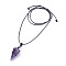 Natural Amethyst Pendants Necklaces, with Waxed Cord and Nylon Cord, Cone, 31.18 inch~33 inch(79.2~84cm), 1.5~2mm