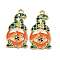 Saint Patrick's Day Alloy Enamel Pendants, Cadmium Free & Nickel Free & Lead Free, Golden, Gnome Charm, Coral, 30x15.5x1.5mm, Hole: 1.6mm