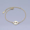 201 Stainless Steel Link Bracelets, with Lobster Claw Clasps, Coconut Tree with Flat Round, Golden, 6-5/8 inch~6-3/4 inch(16.8~17.1cm)