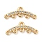 Brass Micro Cubic Zirconia Chandelier Components Links, Curve Connector, Real 18K Gold Plated, 7.5x18.5x2mm, Hole: 1.2mm & 1mm.