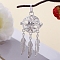 Brass Hollow Bead Cage Pendants, Woven Net/Web with Feather Charm, for Chime Ball Pendant Necklaces Making, Golden, Flower, 69x20mm