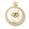 Rack Plating Brass Micro Pave Cubic Zirconia Pendants, with Shell, Long-Lasting Plated, Lead Free & Cadmium Free, Flat Round with Eye, Real 18K Gold Plated, 22.5x19.5x4mm, Hole: 3.5mm