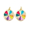 Brass Micro Pave Cubic Zirconia Pendants, Cadmium Free & Nickel Free & Lead Free, with Enamel and Jump Ring, Real 18K Gold Plated, Fruit Slice Charms, Colorful, 23x20x3mm, Hole: 3mm