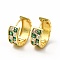 Rack Plating Brass Leverback Earring for Women, Micro Pave Two Tone Cubic Zirconia, Lead Free & Cadmium Free, Real 18K Gold Plated, Sea Green, 19.5x8x21mm, Pin: 1mm