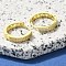 Brass Clear Cubic Zirconia Hoop Earrings, Real 18K Gold Plated, 17x3.5mm