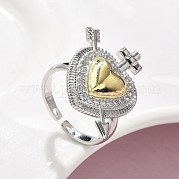 Открытое кольцо-манжета из латуни с микропаве из кубического циркония для женщин RJEW-F177-02GP-03